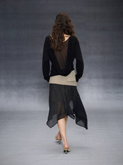 Wcoumq | Silk Mesh Patchwork Skirt with Flowing Irregular Hem – Elegant Women’s Skirt for Formal & Casual Occasions