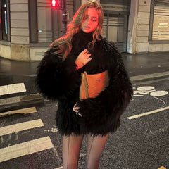 Wcoumq | Furry Warm Street-Style Jacket for Women with Slim Fit
