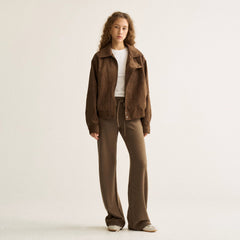 Wcoumq | Retro Textured Lapel Loose Leather Jacket – Women’s Casual Short Coat for Autumn & Winter