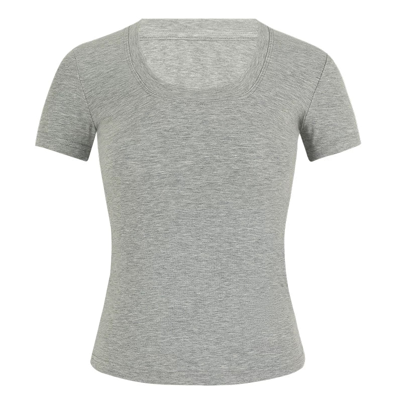 Wcoumq | Asymmetrical One-Shoulder Slim-Fit Short Sleeve Knit Top for Summer