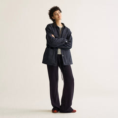 Wcoumq | Mid-Length Leather Washed Stand-Collar Hunting Jacket with Retro Plaid Splicing – Stylish Women’s Casual Jacket