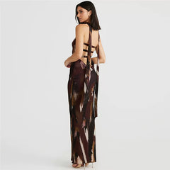 Wcoumq | Backless Slim-Fit Mid-Length Dress with Figure-Hugging Design