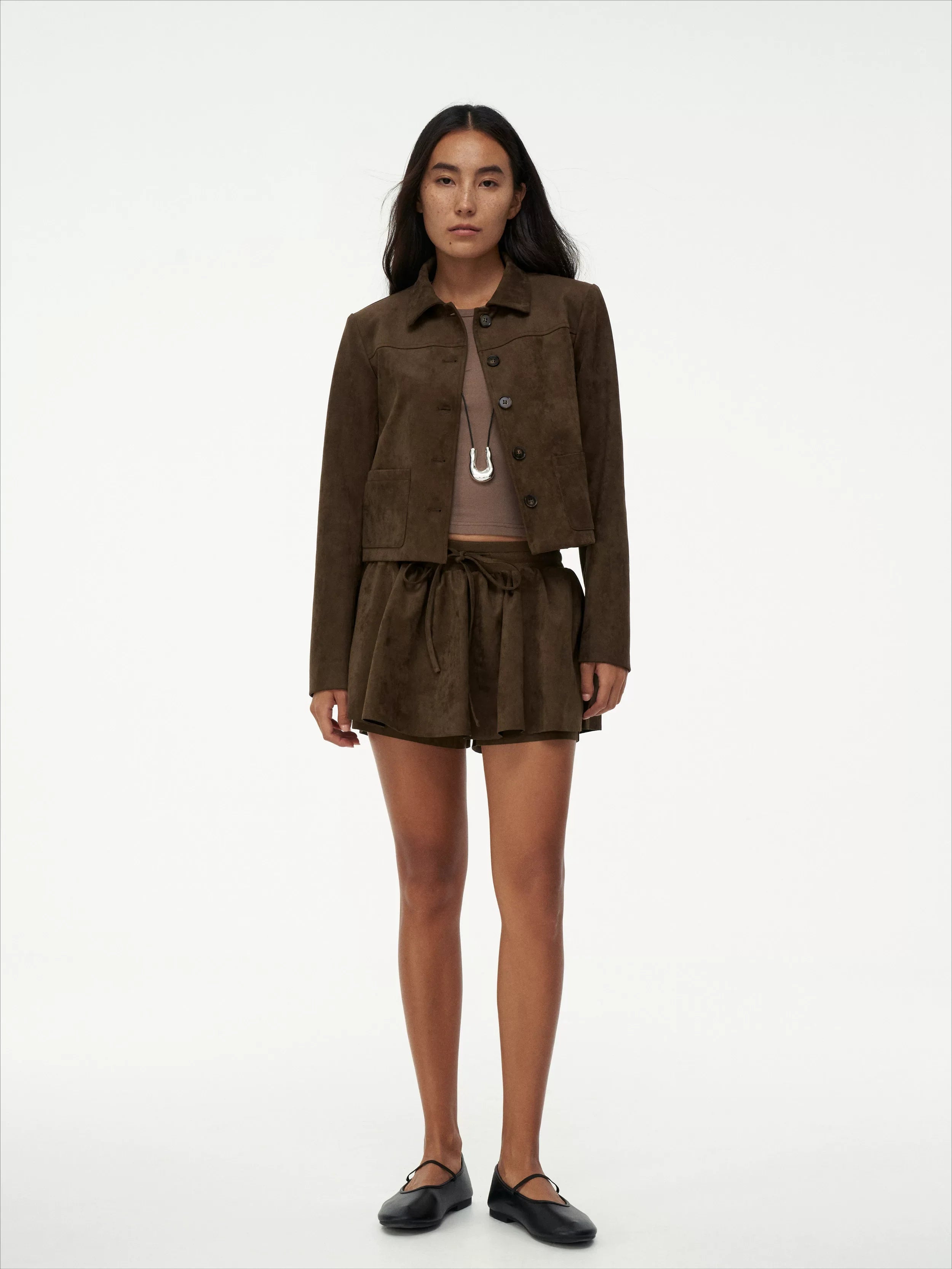 Wcoumq | Heavy Matte Lapel Imitation Suede Short Jacket – malist & Elegant Women’s Silhouette Outerwear