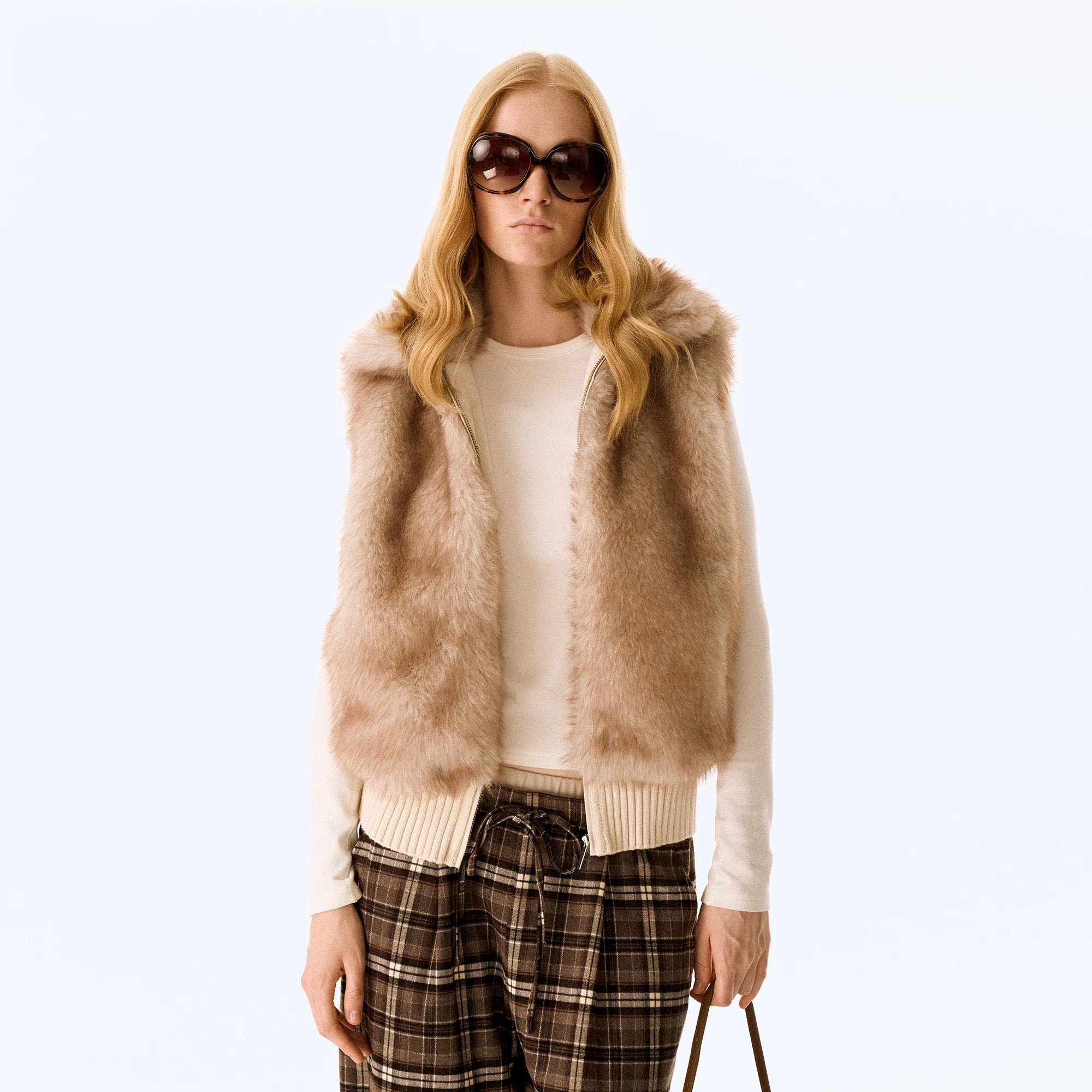 Wcoumq | Two-Way Detachable Retro Velvet-Like Woolen Short Coat Vest with Eco-Friendly Fur Lapel – Stylish Women’s Versatile Outerwear