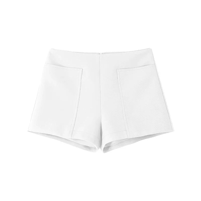 Wcoumq | Retro High-Waisted Waistless Suit Shorts – Stylish Women's Tailored Shorts for Summer