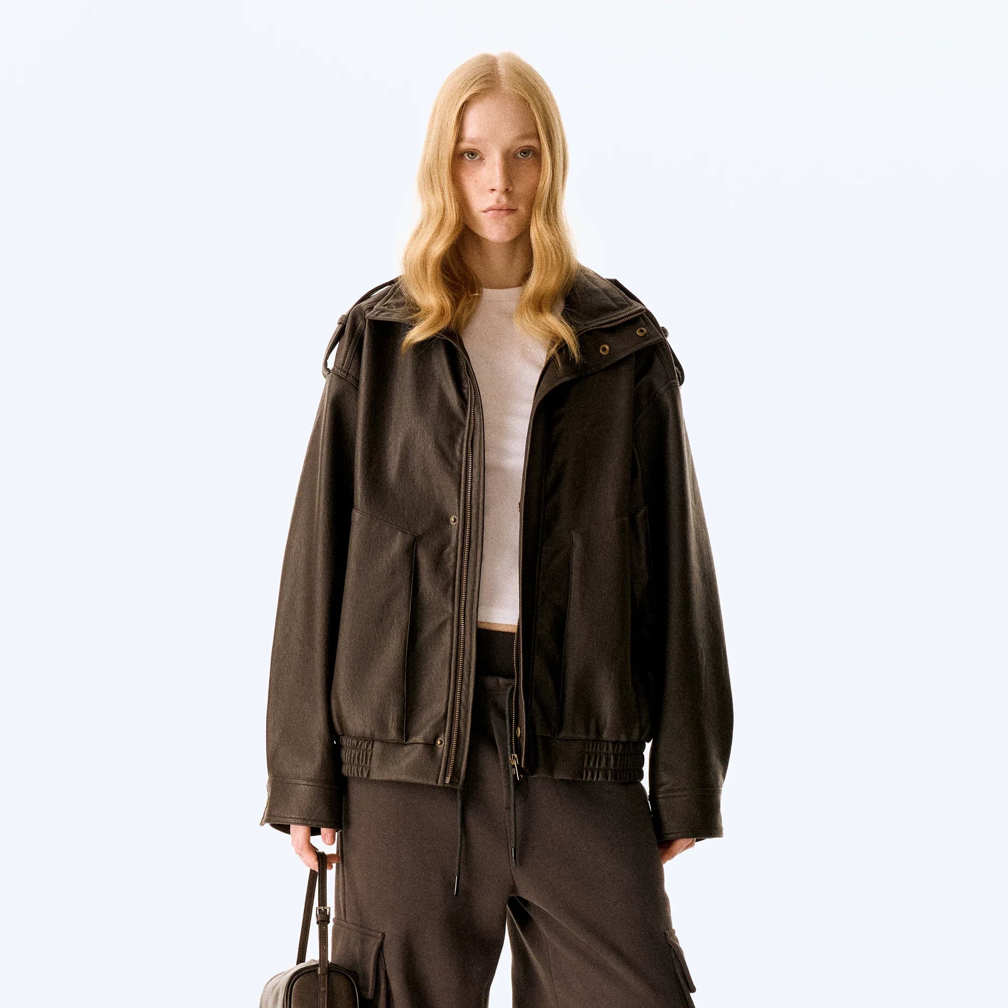 Wcoumq | Retro Stand Collar Loose Fit Leather Jacket – Women’s Casual Windproof Short Coat for Autumn & Winter