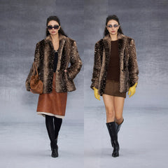 Wcoumq | Retro Fawn Pattern Fur One-Piece Suit for Women – Stylish and Cozy Retro Outerwear