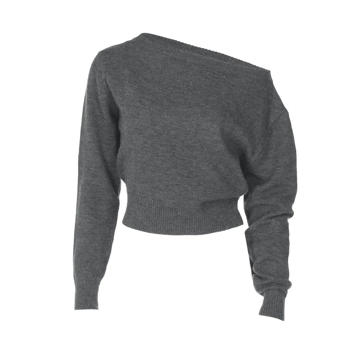 Wcoumq | Slanted Shoulder Long-Sleeve Sweater for Women – Fashionable and Simple Casual Autumn Woolen Top, 2025 Hot Girl Trendy Design