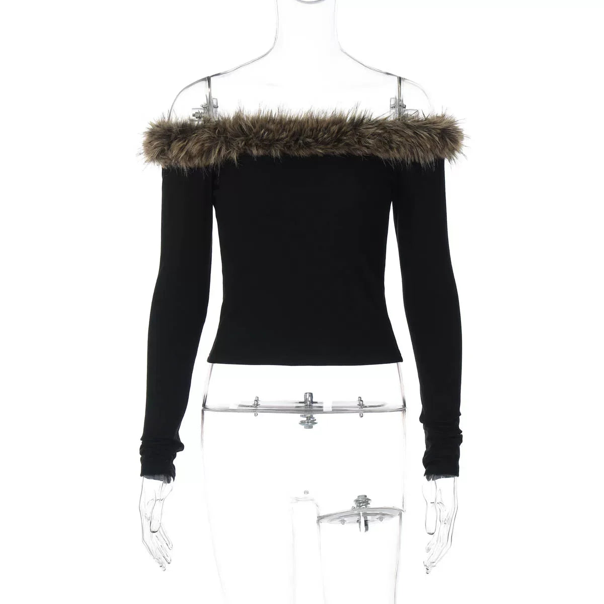 Wcoumq | Sexy One-Shoulder Fur Collar Long-Sleeve Top & Eco-Friendly Leopard Print Skirt Set – Autumn & Winter European Hot Girl Style