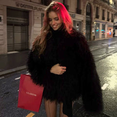 Wcoumq | Furry Warm Street-Style Jacket for Women with Slim Fit
