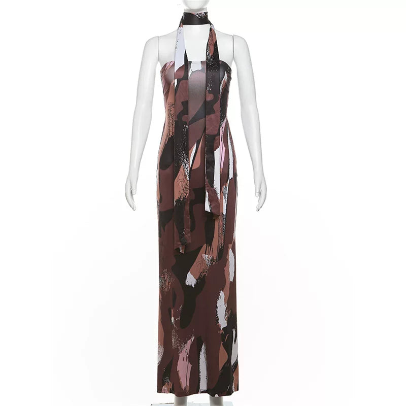 Wcoumq | Backless Slim-Fit Mid-Length Dress with Figure-Hugging Design