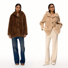 Wcoumq | Wool Warm Non-Pressing Plate Button Lamb Wool Casual Jacket – Cozy Winter One-Piece Jacket for Women