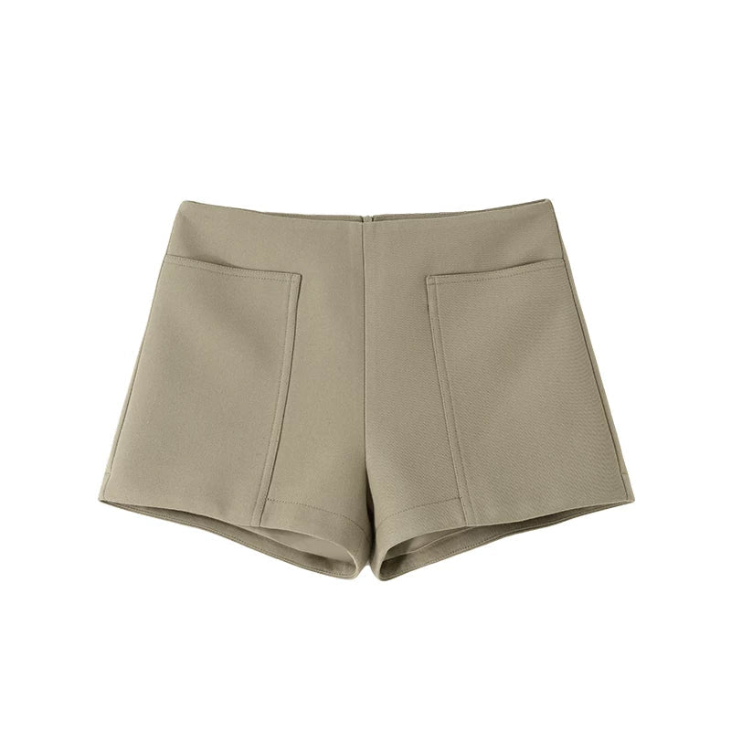 Wcoumq | Retro High-Waisted Waistless Suit Shorts – Stylish Women's Tailored Shorts for Summer