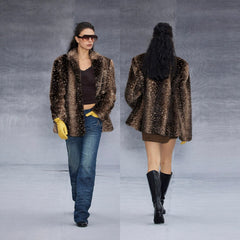 Wcoumq | Retro Fawn Pattern Fur One-Piece Suit for Women – Stylish and Cozy Retro Outerwear