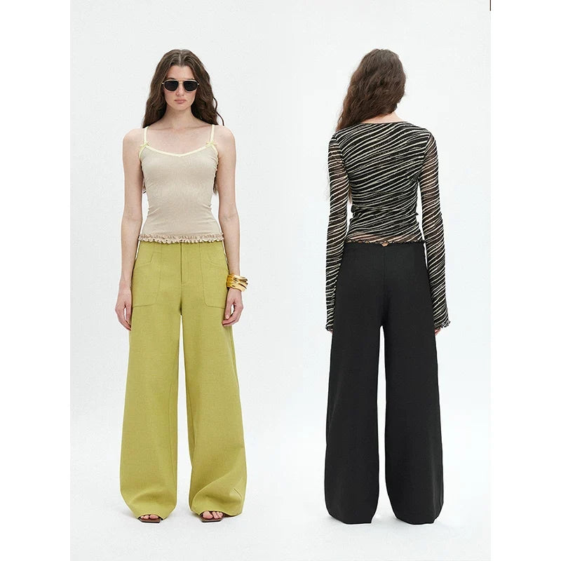 Wcoumq | Minimalist Straight-Leg Suit Pants with Clean Waist Design