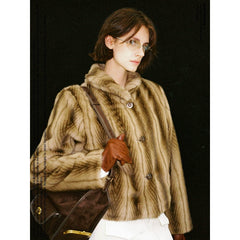 Wcoumq | Retro Long-Sleeve Mink Fur Coat with Eco-Friendly Space-Dyed Short Coat – Stylish Women’s Outerwear