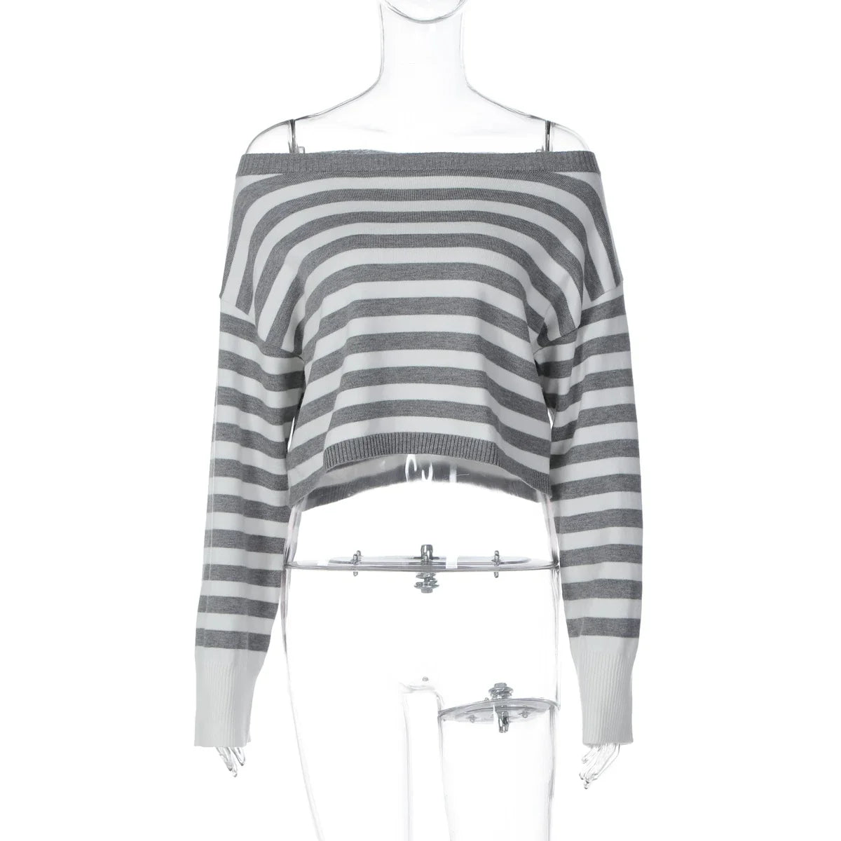 Wcoumq | Striped One-Shoulder Sweater & Cuffed Shorts Set for Women – American Street Style Lazy Hot Girl Fashion