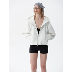 Wcoumq | Retro Zipper Hooded Sweatshirt – Ruth Xu Yan’s Same Style “Let Me Shine” Women’s Composite Sweatshirt