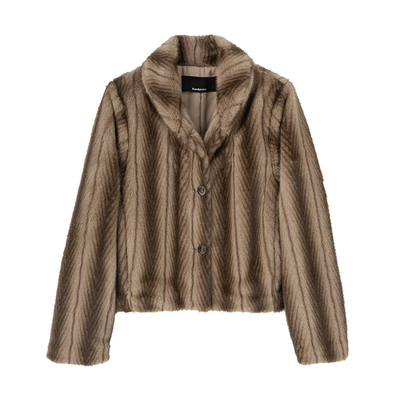 Wcoumq | Retro Long-Sleeve Mink Fur Coat with Eco-Friendly Space-Dyed Short Coat – Stylish Women’s Outerwear