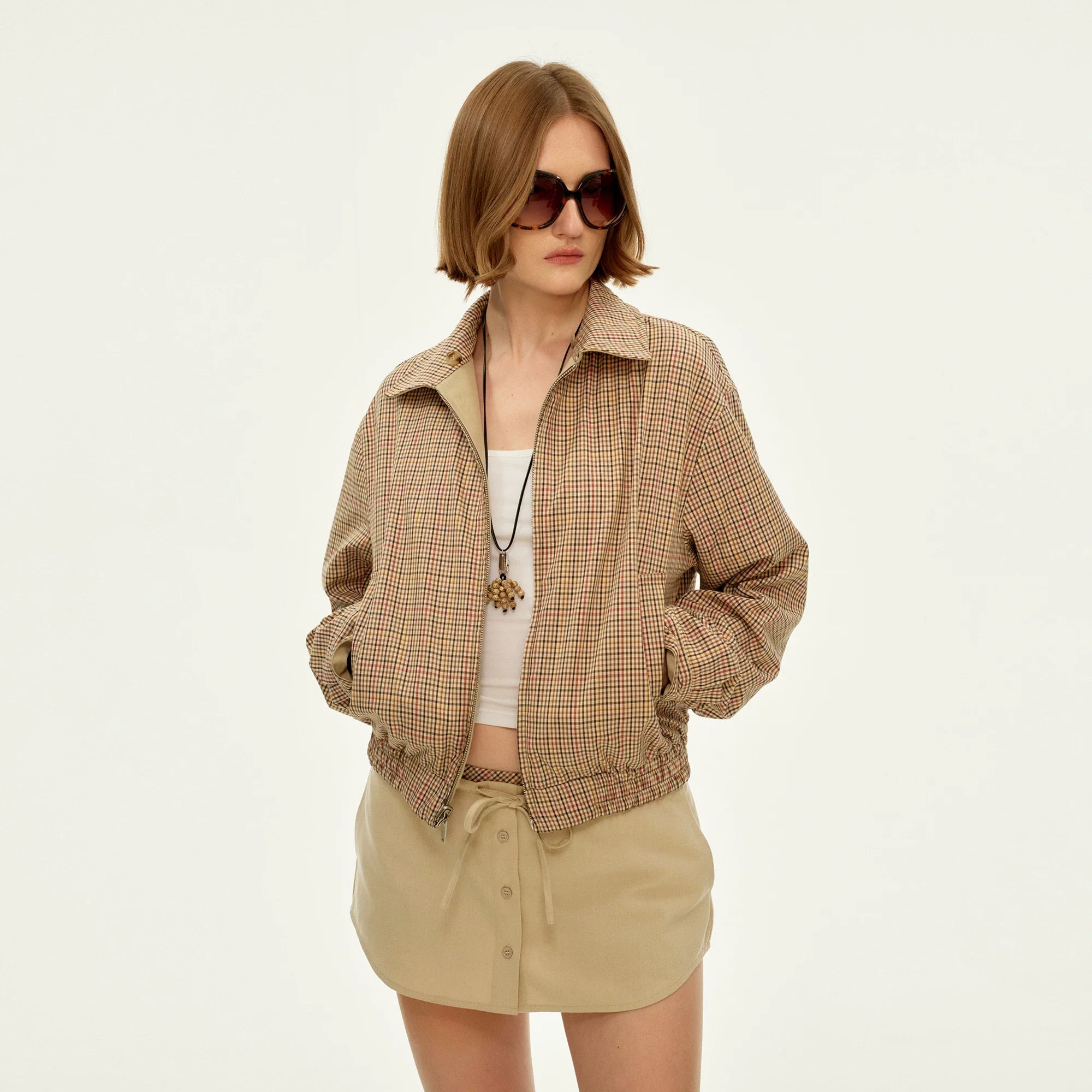 Wcoumq | Reversible Blended Wide Dropped Shoulder Work Jacket – Women’s Short Layered Coat for Versatile Styling