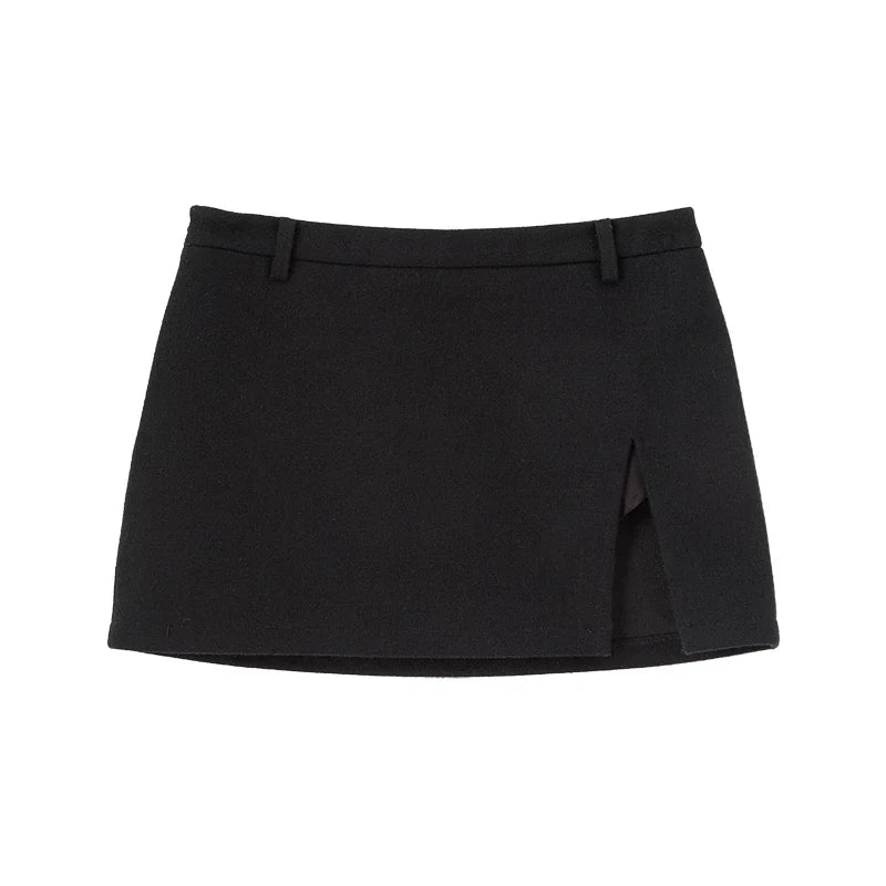 Wcoumq | Retro High Slit Woolen Culottes – Casual & Chic Wool Skirt Pants for Women