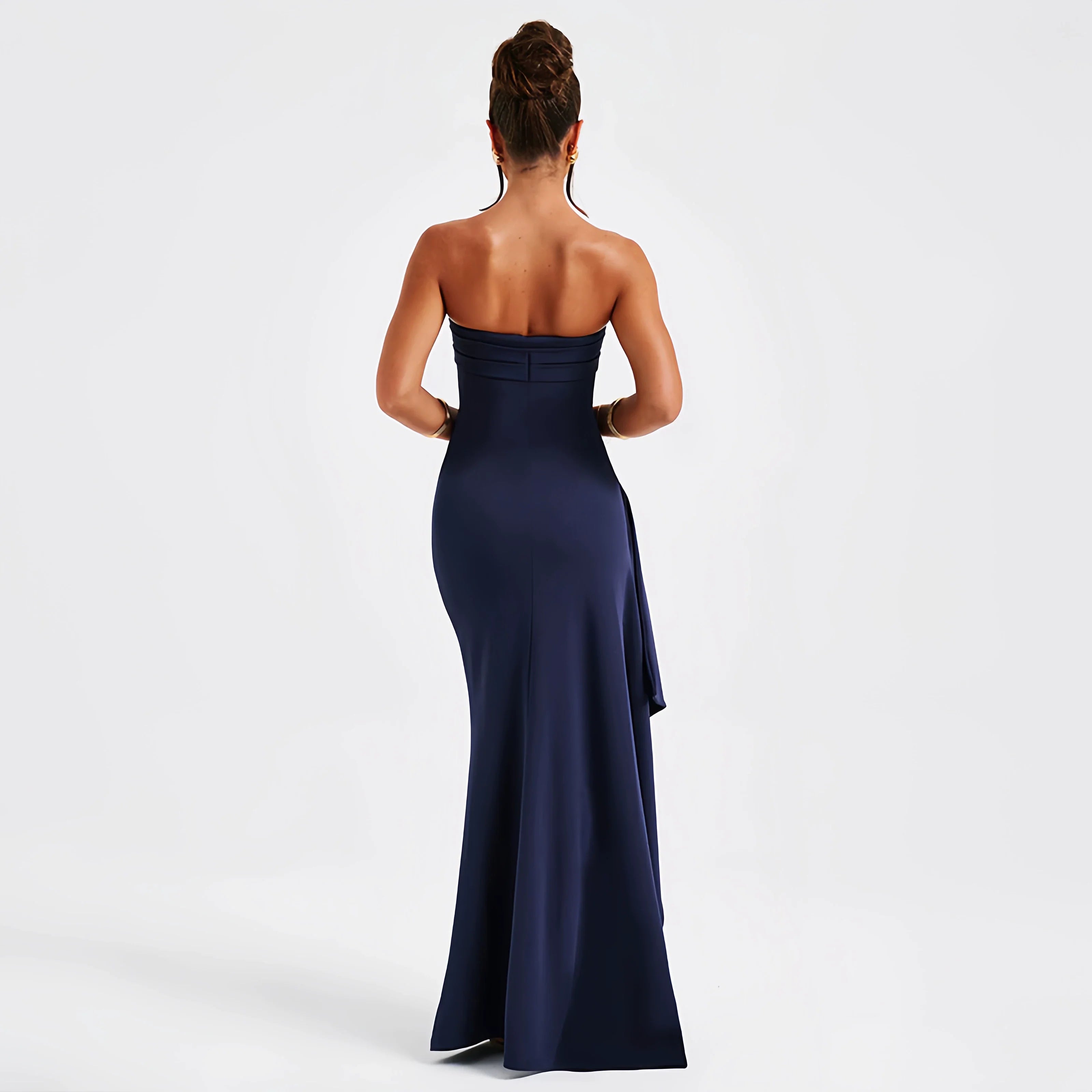 Wcoumq | One-Shoulder Black Tube Top Evening Dress with Backless High Slit for Autumn