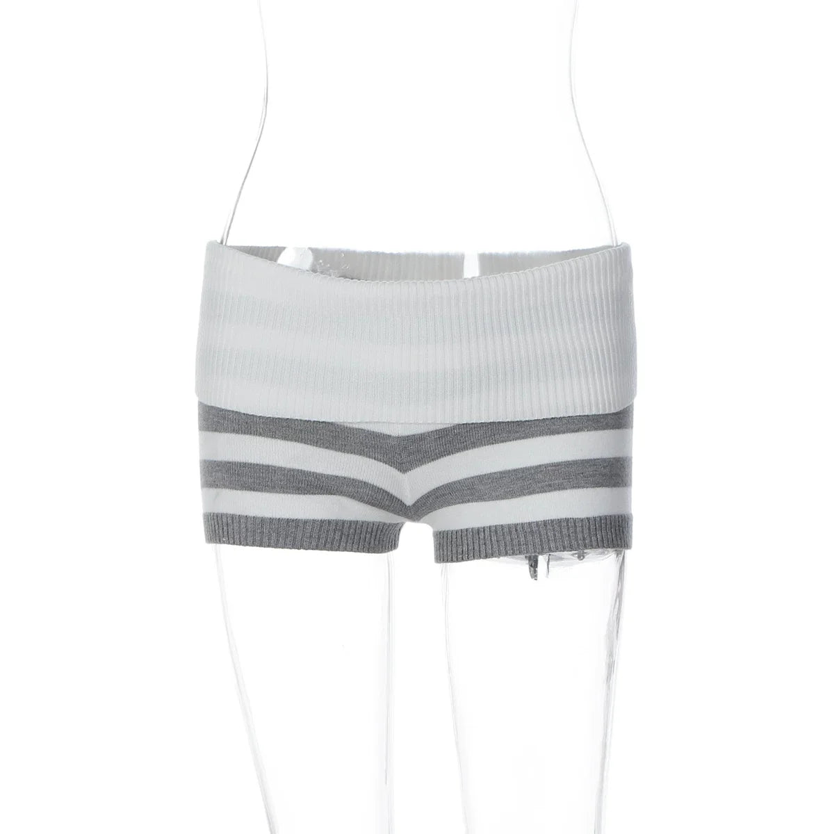 Wcoumq | Striped One-Shoulder Sweater & Cuffed Shorts Set for Women – American Street Style Lazy Hot Girl Fashion