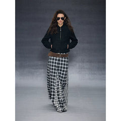 Wcoumq | Retro Irregular Plaid Polar Umbrella Skirt – Stylish Women’s Unique A-Line Skirt