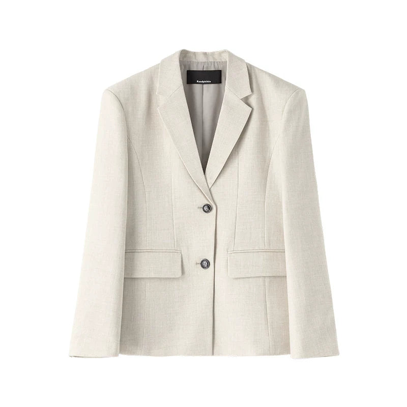 Wcoumq | Retro Lapel Collar Single-Breasted Wide-Shoulder Waisted Suit for Women – Classic Tailored Outerwear