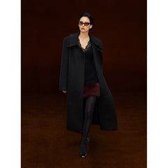 Wcoumq | Retro High Stand-Up Collar Lapel Shoulder H-Shaped Wool Coat for Women – Timeless Tailored Outerwear
