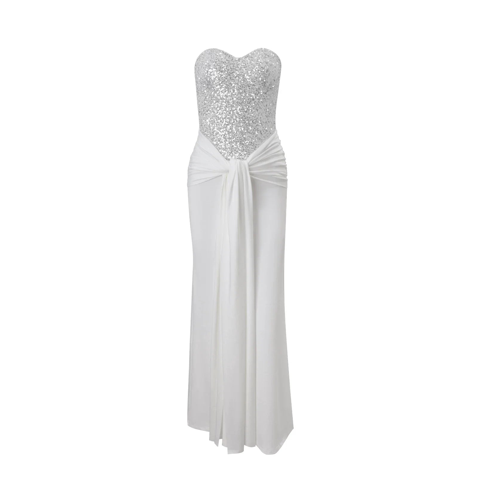 Wcoumq | Sequined Tube Top Maxi Dress with Designer Waist Straps