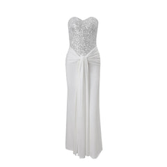 Wcoumq | Sequined Tube Top Maxi Dress with Designer Waist Straps