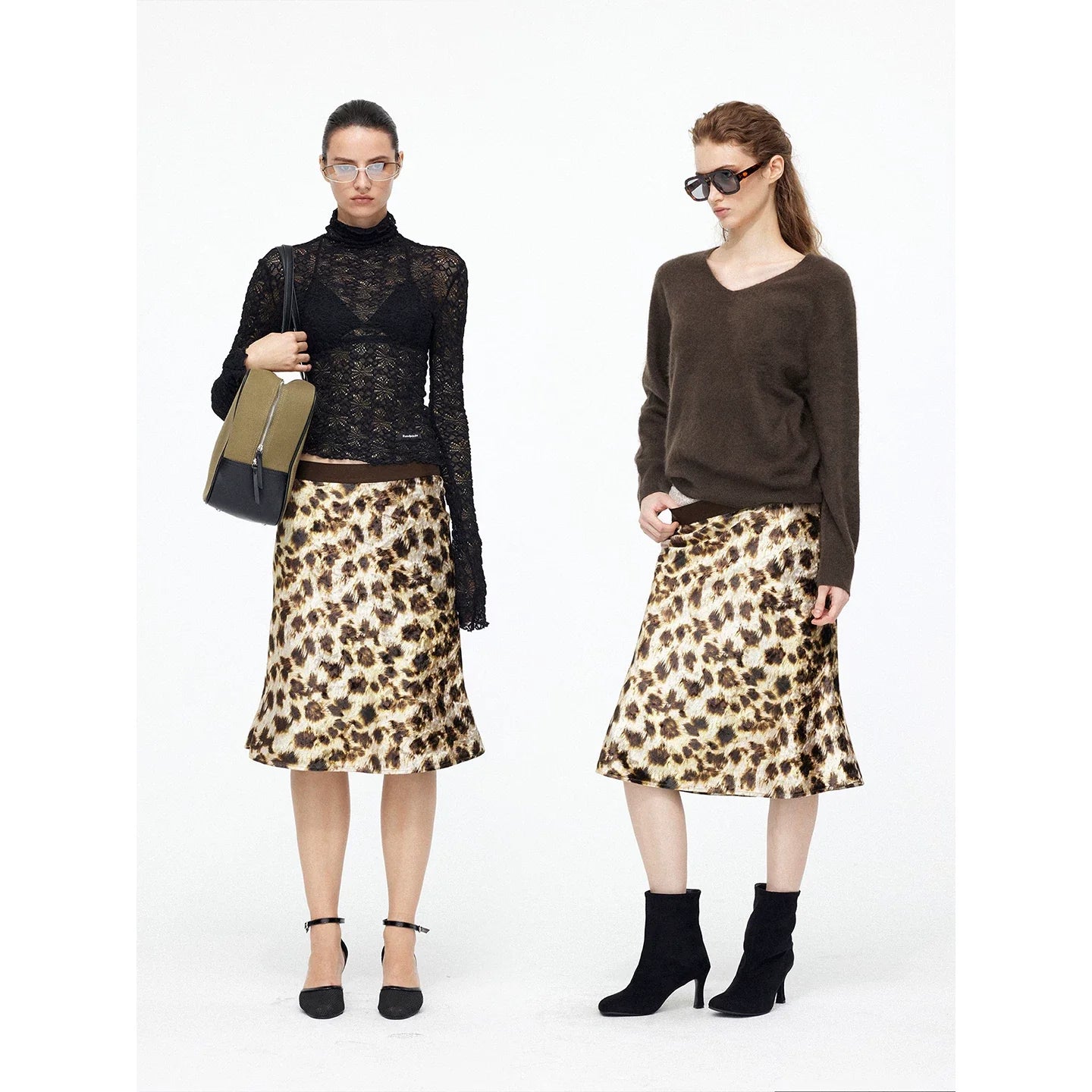 Wcoumq | Elastic Waist Leopard Print Velvet A-Line Fishtail Skirt – Sexy High-Waisted Large Hem Skirt for Women