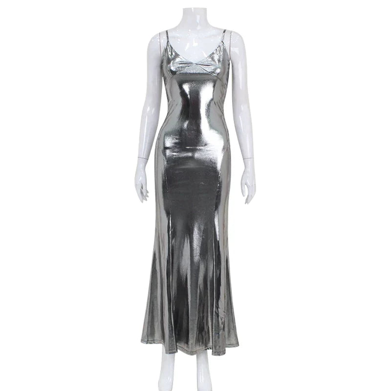 Wcoumq | Solid Color Suspender Fishtail Dress with Slim Fit for Autumn
